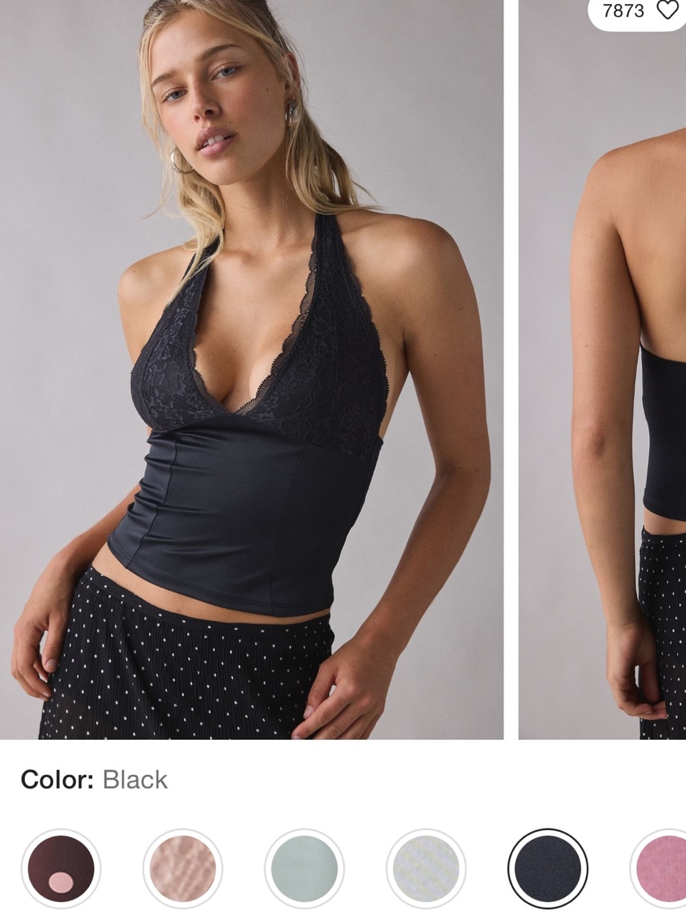 Urban Outfitters Black Lace Halter Satin Cami - Picture 3 of 5